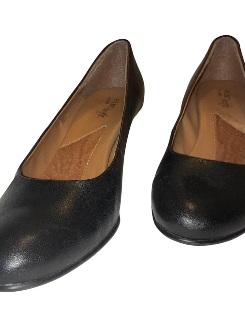 Eurosoft by Sofft Black Leather Round Toe Cushioned Pumps Heels Size 7.5